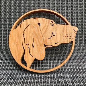 Vintage carved wood dog wall hanging